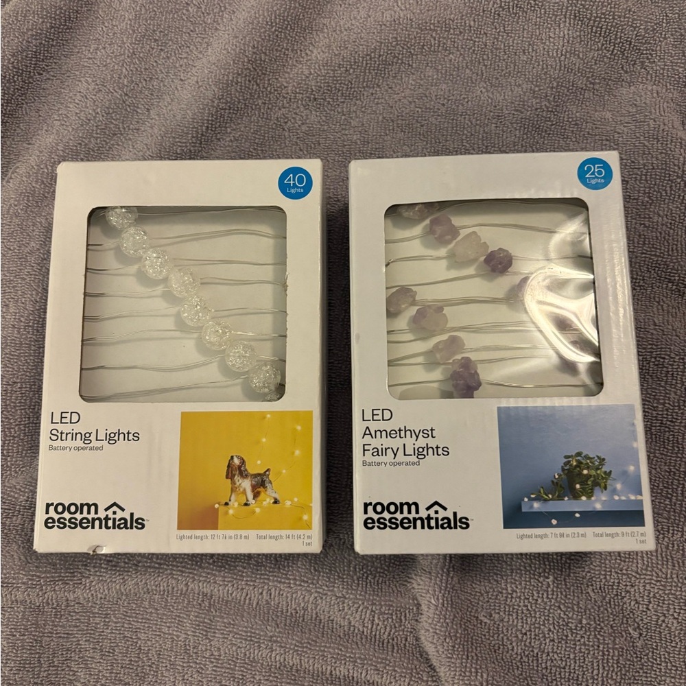 NEW Room essentials string lights 2 packs string and amethyst fairy lights